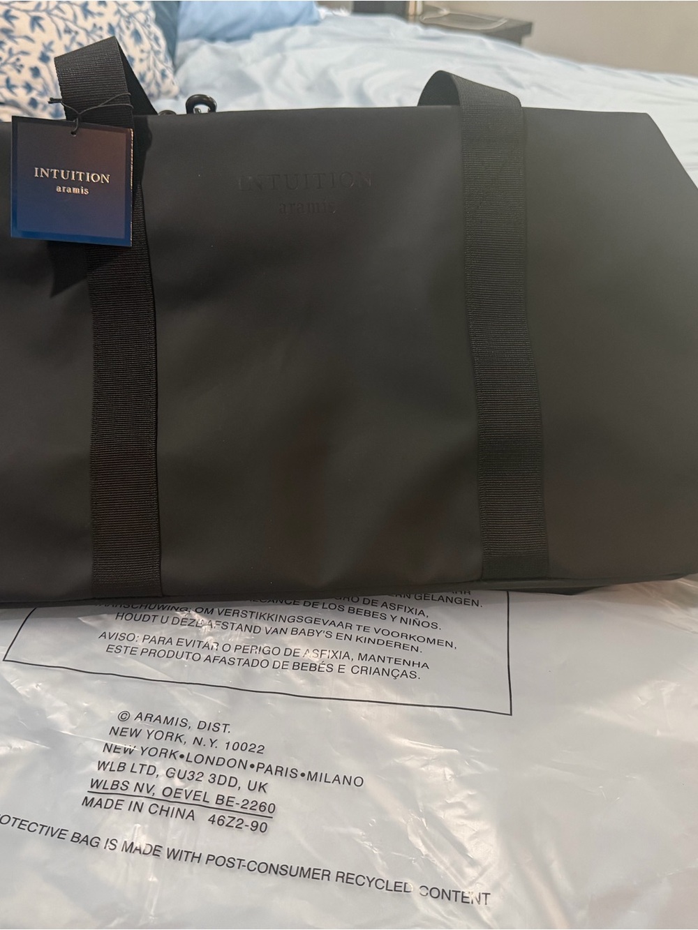 Aramis Men's Large Black Duffle Bag Zip Travel Bag GWP item